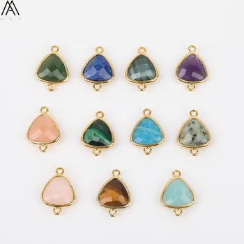 

Random Sales 12mm Natural Pink Quartz Blue Apatite Triangle Beads Gold Copper Jewelry Connector DIY Bracelet Making LY-48AMAJ