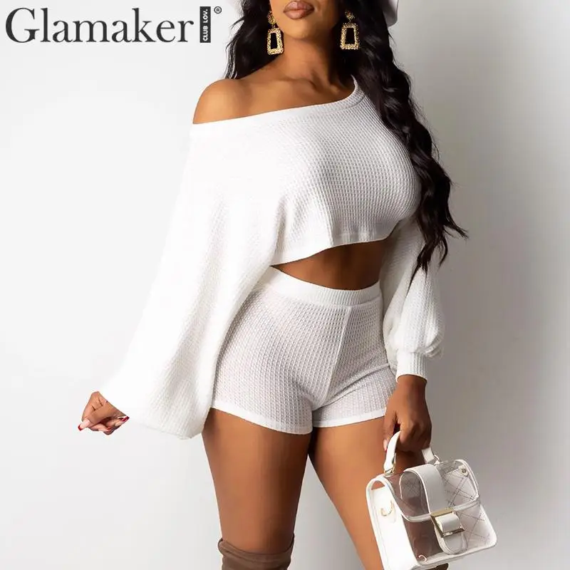 Glamaker вязаный белый комплект из 2 предметов комбинезон женский Свободный
