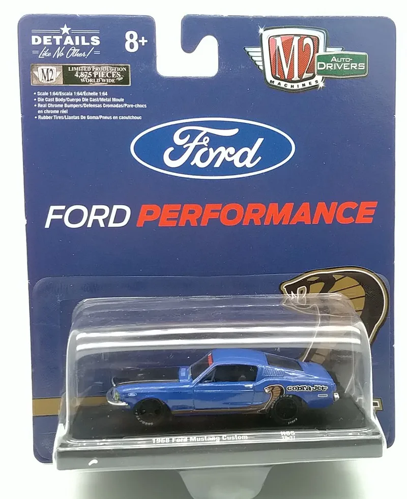 M2 1: 64 1968 Ford Mustang на заказ Игрушечная машина из сплава игрушки для детей литой модельный автомобиль подарок на день рождения