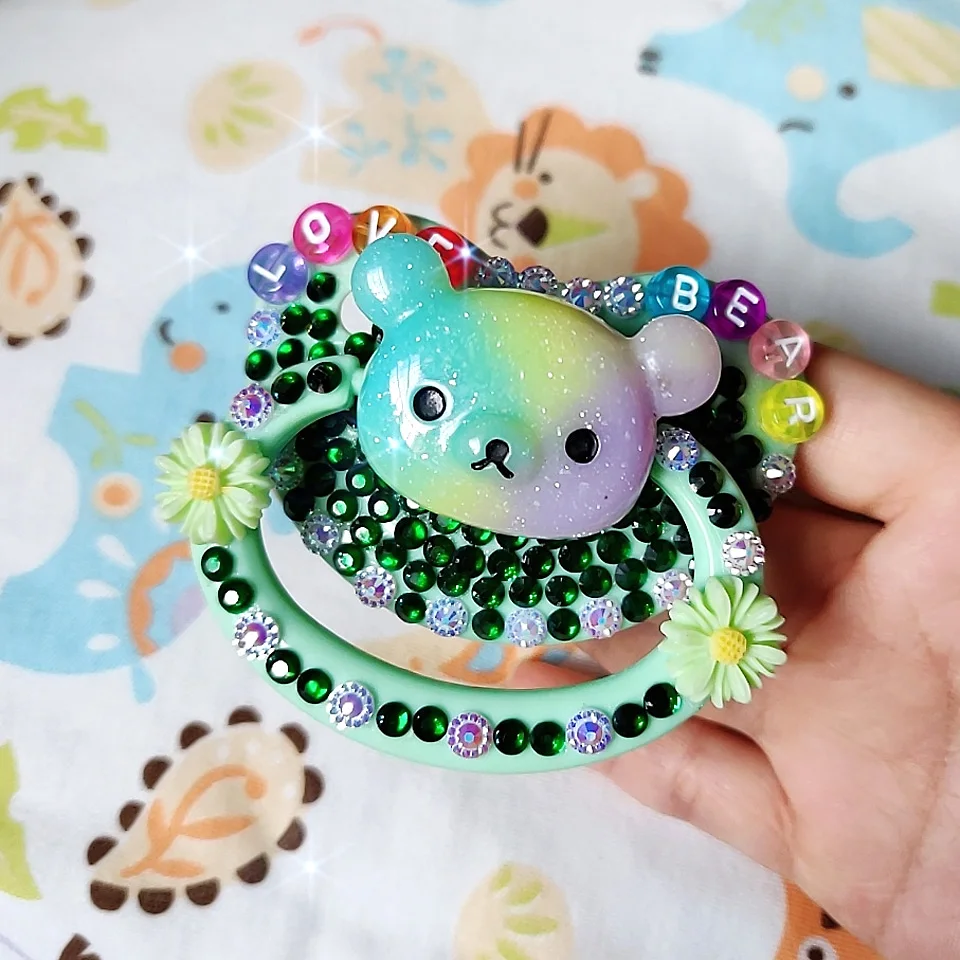 DDLG соска для взрослых Размер зеленая любовь медведь ABDL детей Daddys девушка мама Дом