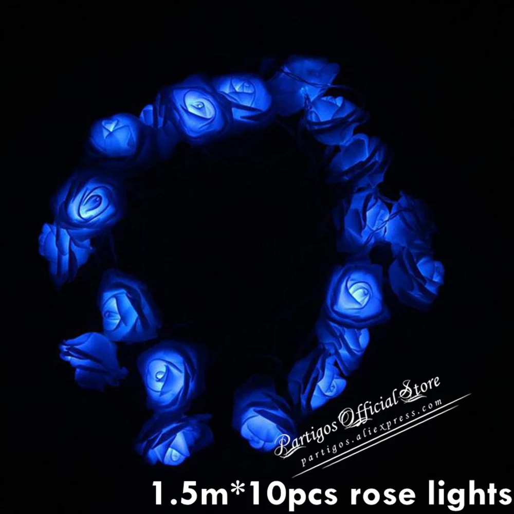 1.5m Blue 10/20 штук светодиодов Роза светильник пены с феей роз гирлянды светильник s свадебные ко Дню Святого Валентина букет вечерние гирлянда Luminaria Роза - Color: 1.5m Blue