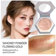 QIBEST блеск прессованная пудра длительный Блестящий мерцающий блеск осветляет водонепроницаемый маркер пудра для лица макияж пудра