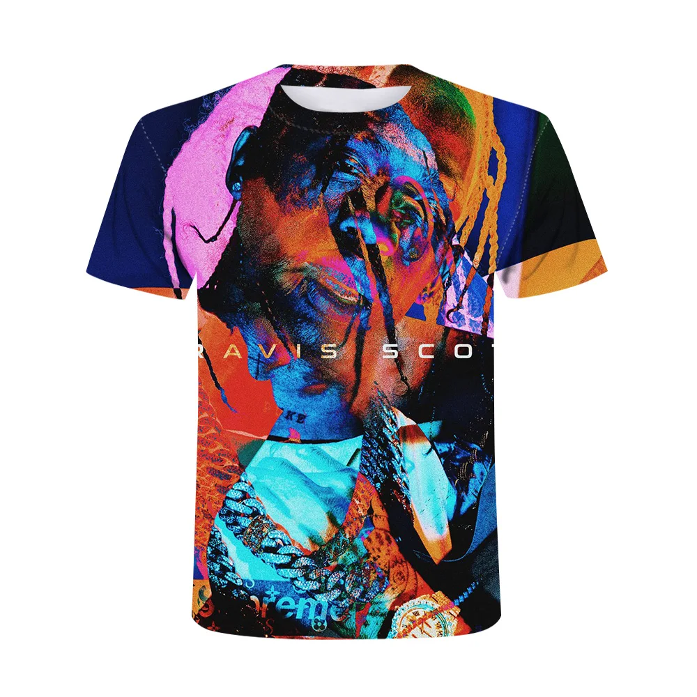 

travis scott3D digital printed T-shirt color Europe and America