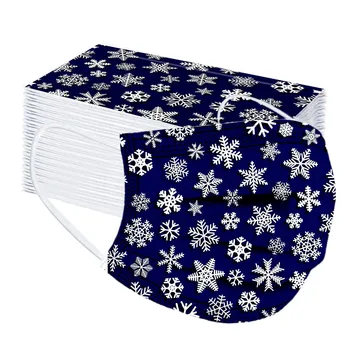 

50pc Adult's Christmas Masks Snowflake Printed Mask Masque Disposable Protective Face Masks Desechables Mouth Masks Mondkapjes