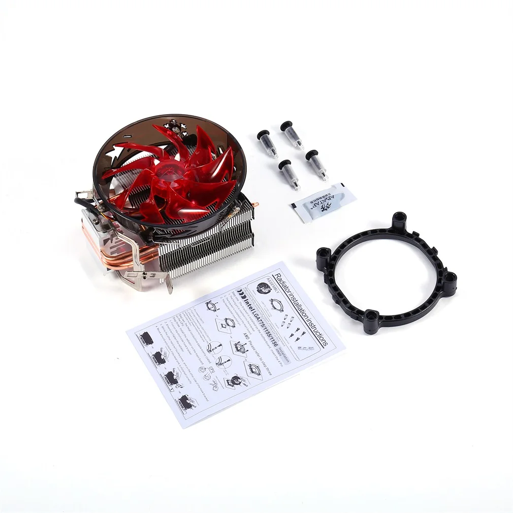 

Red & Blue CPU Cooler Copper Double Heat Pipe CPU Radiator Brass Tower CPU Fan for INTEL 775/1155/1156/1151/1150/1366 AMD