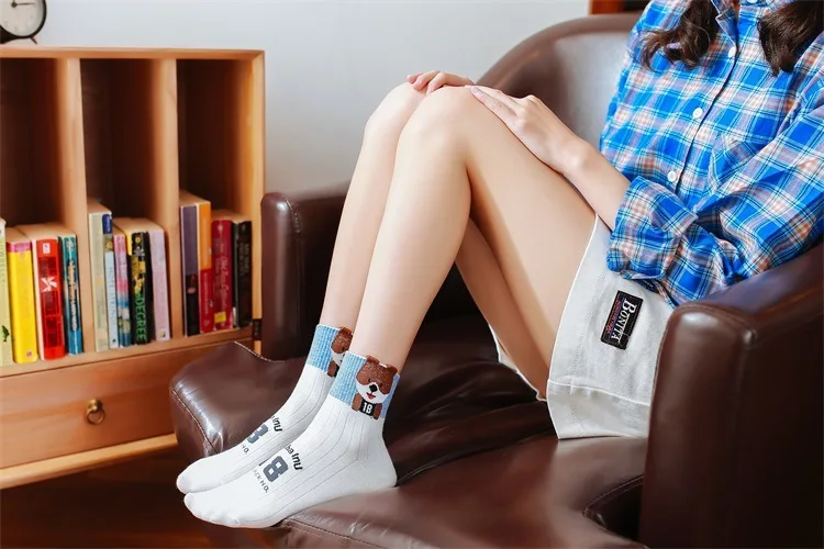 SP& CITY, 5 пар, женские Носки с рисунком собаки из мультфильма, носки с животными, студенческий стиль, повседневные дешевые хлопковые носки, дышащие удобные носки