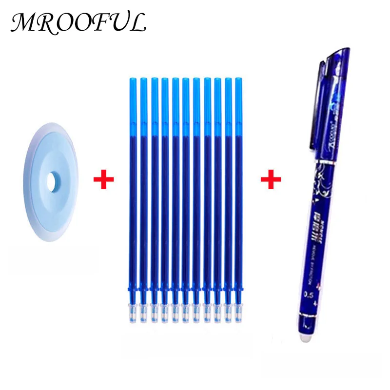 

12/20Pcs/Lot Erasable Pen Refill Set Washable Handle 0.5mm Blue Ink Erasable Rods Ballpoint Pen for School Writing Stationery