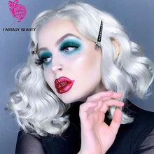 150% плотность белые свободные волны синтетические парики на кружеве со средней частью для женщин бесклеевая Реалистичная повседневная одежда для макияжа, париков