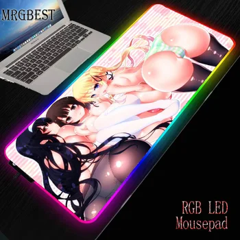 

MRGBEST Anime Sexy Hip Girl Computer RGB Large Lockedge Mouse Pad Gamer 7 Color with Backlight Mause Pads PC Desktop Gameing Mat
