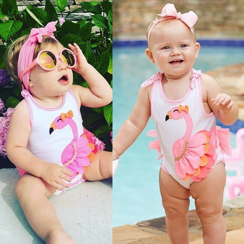 Trajes de baño de flamencos para bebés recién nacidos, bañadores una pieza con lazo para ropa de baño, Bikini, Monokini, ropa de playa| Trajes de una pieza infantiles| AliExpress