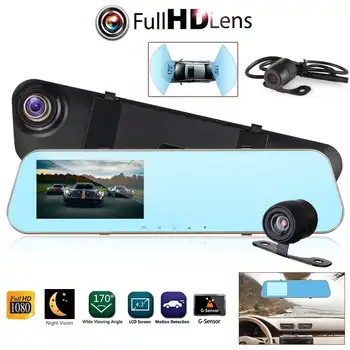 

4.3 Inch HD 1080P Touch Screen Car Rearview Mirror DVR Camera Dual Lens Dashcam Video Recorder Night Vision Mirror Dash Camera