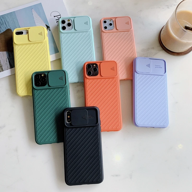 For iPhone 11 Slide Camera Lens Protection Case For iPhone 11 Pro Max XR XS Max 6 6S 7 8 Plus X Soft TPU Silicone Back Cover