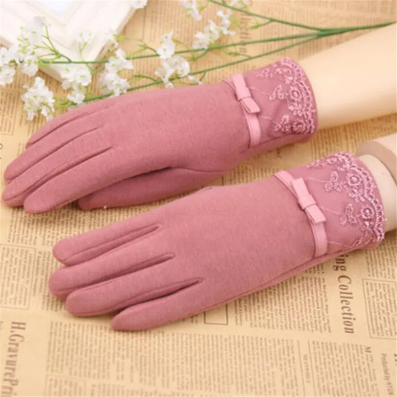 VISNXGI, сохраняющие тепло, перчатки, полный палец, варежки, женские зимние перчатки, кнопка, красный, Толстый кашемир, сенсорный экран, перчатки для взрослых, на запястье - Цвет: One word pink
