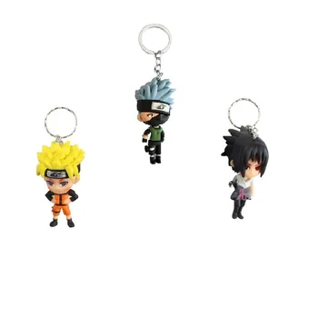 

3 pcs/set Stationery Figure Toys Narutoe 3D PVC Keychain Pendant Anime Uzumaki Kakashi Cartoon Gifts For Children School Bag