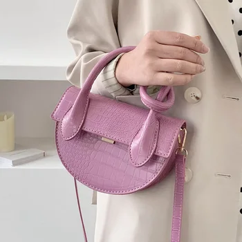 

Crocodile Pattern Saddle Bags For Women 2020 Small PU Leather Totes Female Crossbody Shoulder Handbag Lady Cute Travel