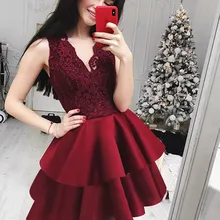 A-Line/принцесса кружева v-образным вырезом без рукавов атласные Короткие/Мини-платья