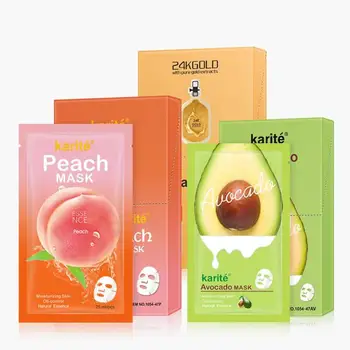 

10pcs/box Moisturizing Silk Mask 24K Avocado Aloe Vera Shrink Pore Whitening Brighten Skin Mask Oil Control Botanical Care Mask