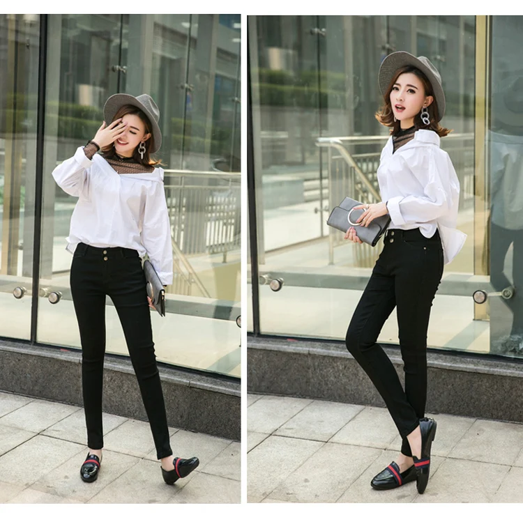Jeans Womens High Waist Elastic Skinny Denim Long Pencil Pants Plus Size 42 Woman Jeans Camisa Feminina Lady Fat Trousers