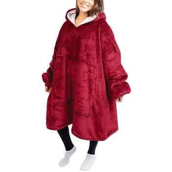 

Oeak Oversized Hoodie Women Men Winter Fleece Blanket With Sleeves Sweatshirts Christmas Homewear Giant Hooded TV Blanket