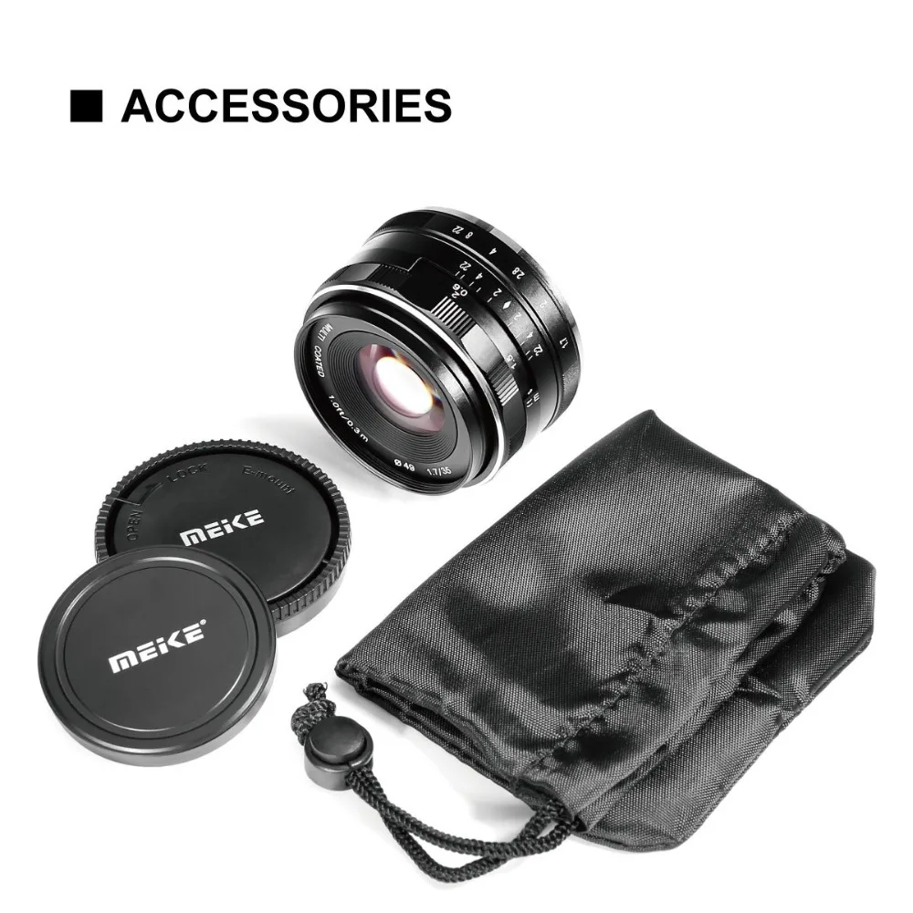 Venidice Meike 35 мм f1.7 объектив с широкой диафрагмой и ручной объектив APS-C для sony байонетное крепление типа Е A7 A7II A7III NEX5 NEX6 NEX7 A6500 A5100 A6000 A6300