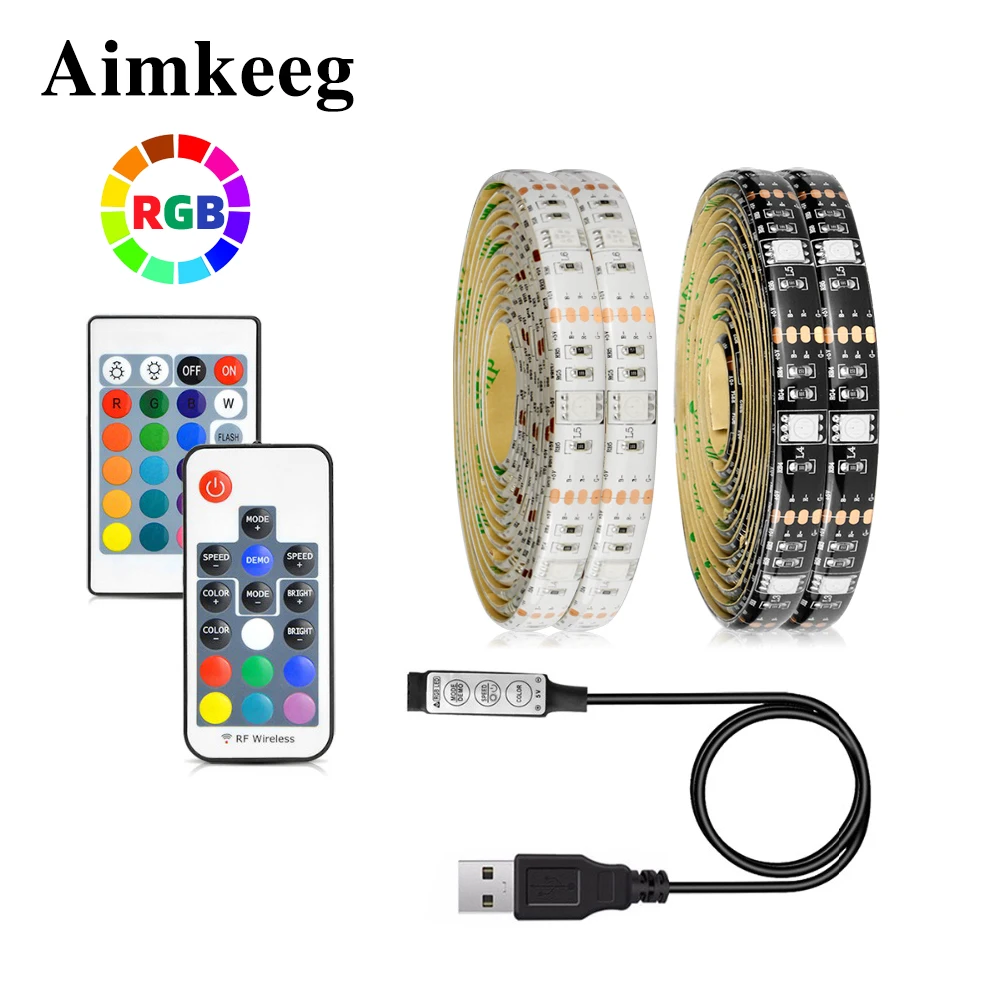 Светодиодный светильник полоса USB ночник лампа 5 В ТВ ПОДСВЕТКА RGB SMD 5050 гибкая