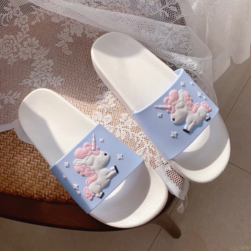 

Women Summer Unicorn Slippers Fashion Rainbow Outdoor Beach Slides Women Indoor Non-Slip Home Slippers
