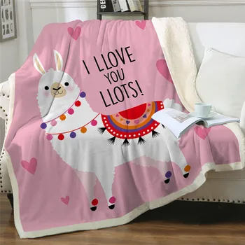 BeddingOutlet Unicorn Alpaca Sherpa Blankets Llama Sheep Fleece Throw Blanket Cartoon Kids Bed Blanket for Sofa manta Dropship 1