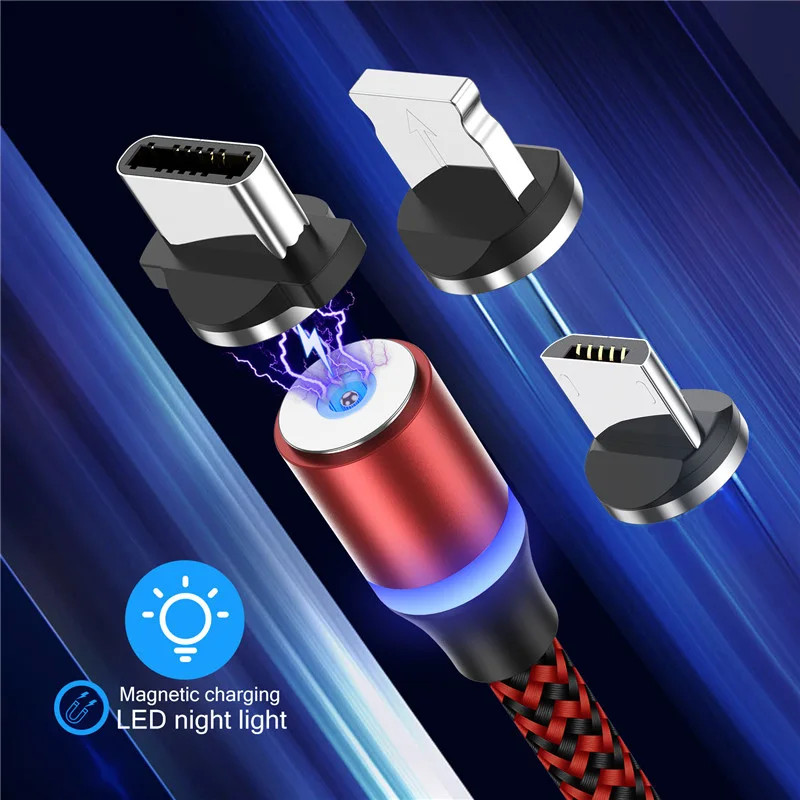 Tkey Micro USB Type C кабель LED для iphone Samsung Магнитная Быстрая зарядка дата провод шнур