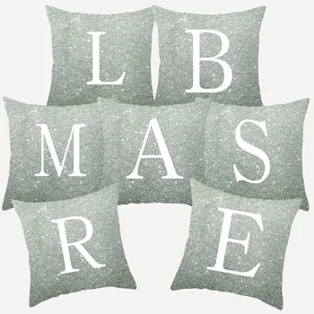 

Letter Cushion Covers Green Alphabet 26 Letters Decorative Pillow Cover Sofa Cushions Throw Pillows Pillowcases Home Decor