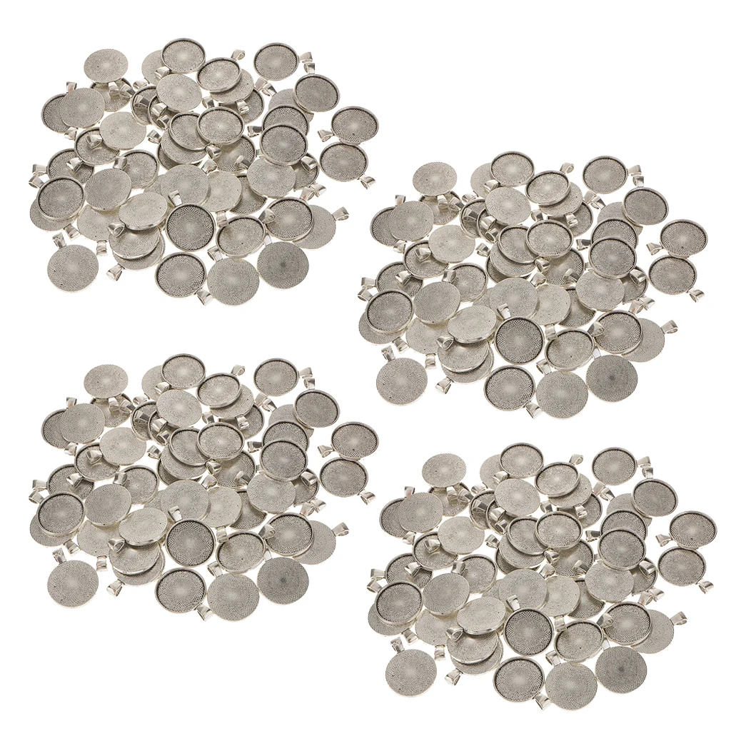 200pcs 25mm Round Pendant Blanks Cameo Bezel Settings Photo Jewelry for DIY Jewelry Making