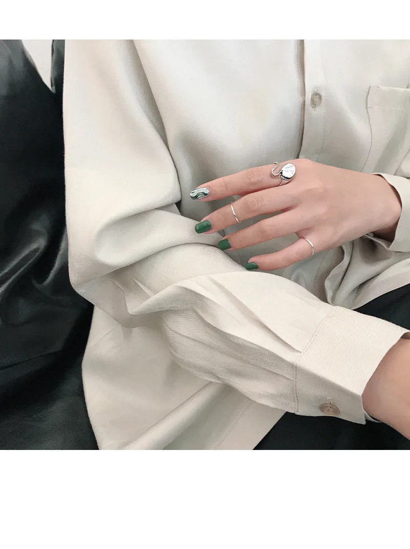 SHANICE панк трендовые 925 пробы серебряные INS простые ниши абстрактные волнистые узоры женские роскошные ювелирные изделия Регулируемые античные кольца