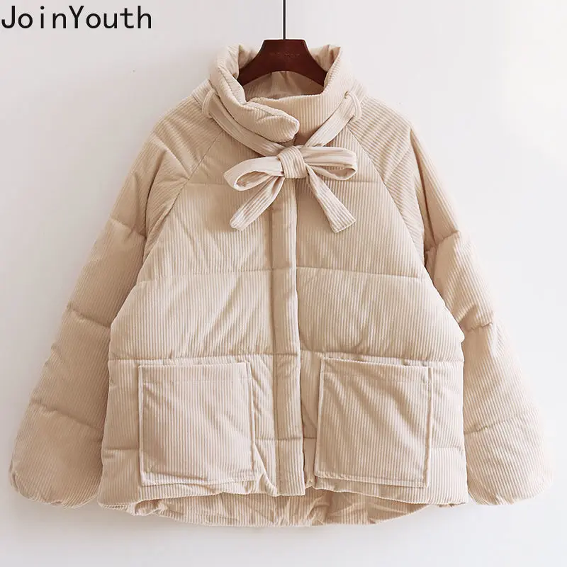 Joinyouth Sweet Corduroy Coat Women 2020 Winter Thicken Warm Lace Up Short Jacket Female High Outwear Parkas 7b227 | Женская одежда