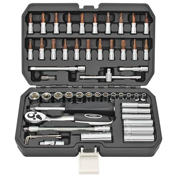 

Work Bench 53 Pcs Car Repairing Socket Wrench Set Chrome Steel Ratchet Wrench Key Hand Tool Spanner Adjustable Rolling Mechanic