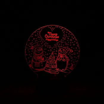 

3D Illusion Lights 7 Colors Changing Snowman With Caracters Lamp With Smart Touch And Remote Control 3D Night Light