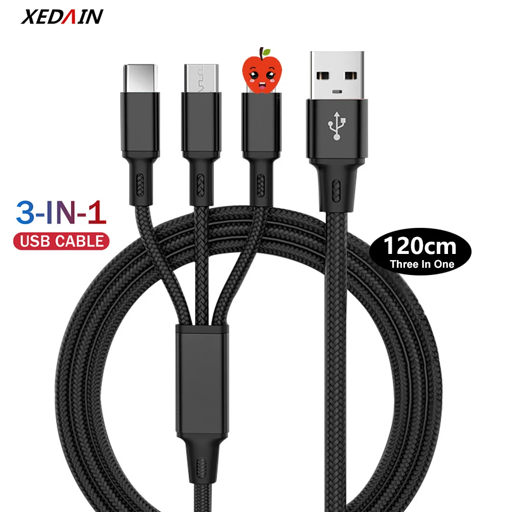 USB кабель 3 в 1 для ipad pro iphone 11 XS Xiaom Redmi Note 8|Кабели мобильных телефонов| |