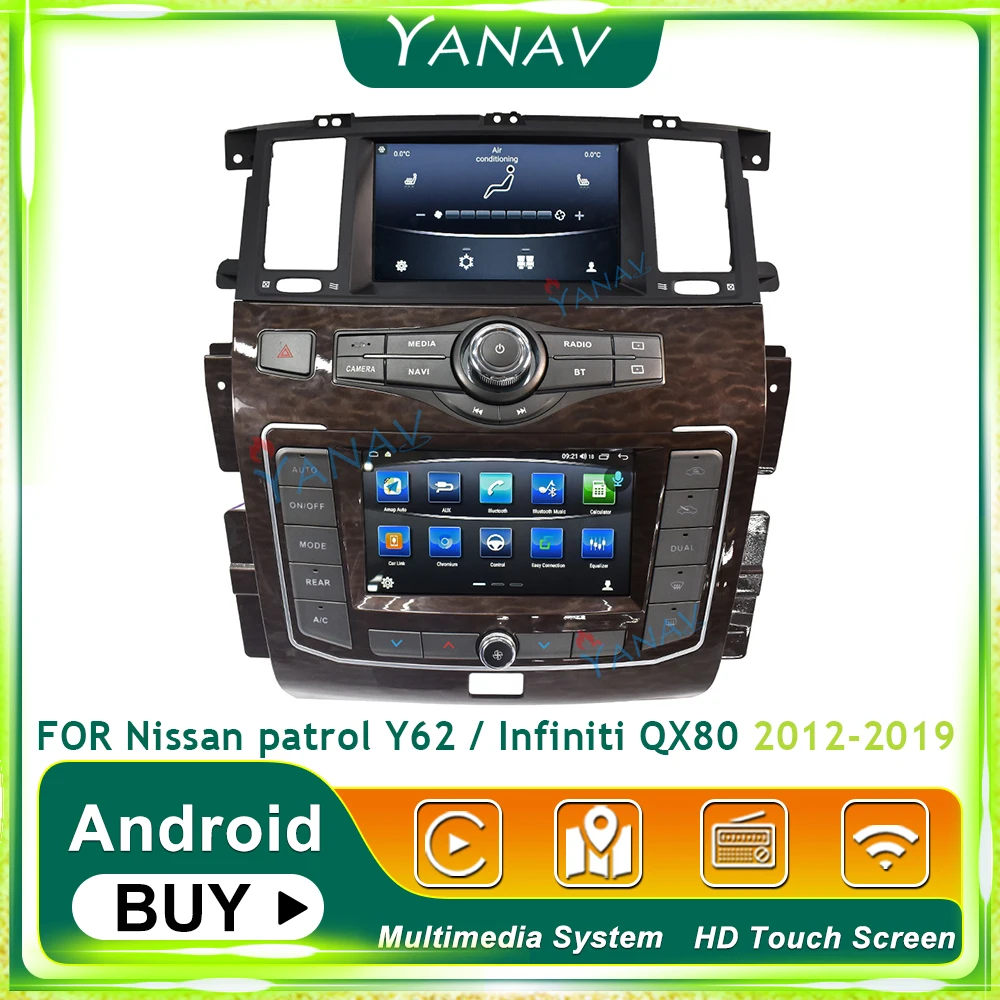 Автомагнитола на Android для Nissan патруль Y62/infiniti QX80 2012-2019 с двойным экраном
