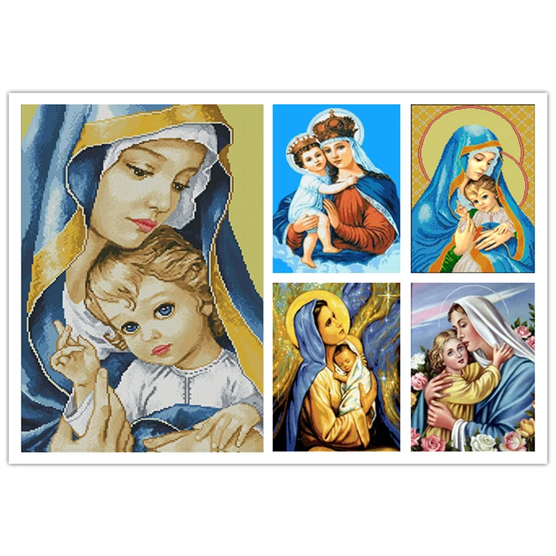 5D-DIY-Diamond-Painting-Full-Square-Round-Drill-Religious-Madonna-baby-Embroidery-Cross-Stitch