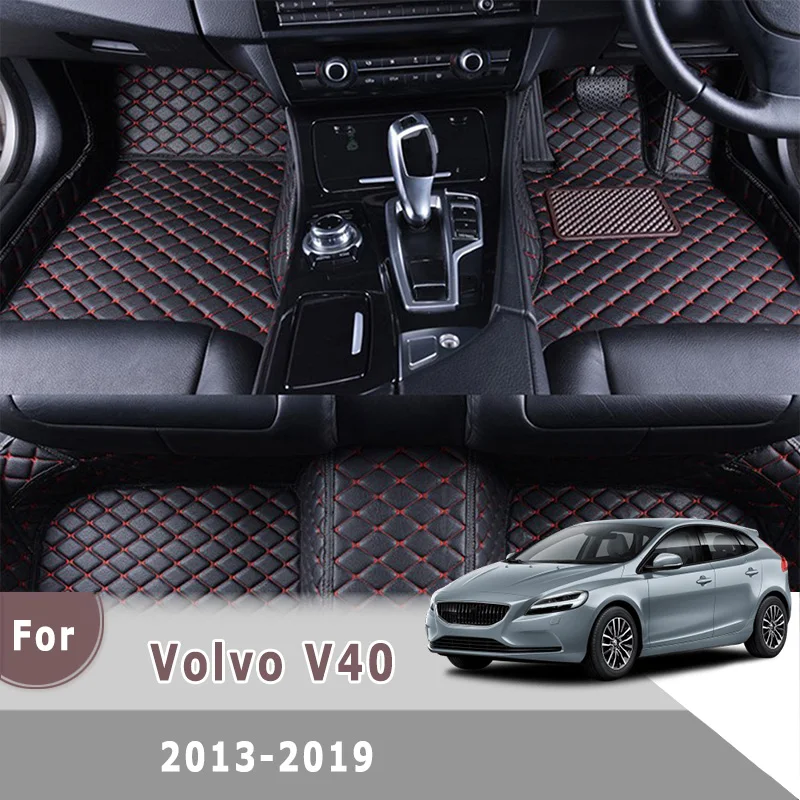 

RHD Leather Car Floor Mats For V40 2013 2014 2015 2016 2017 2018 2019 Auto Interior Accessories Carpet Cover For Volvo
