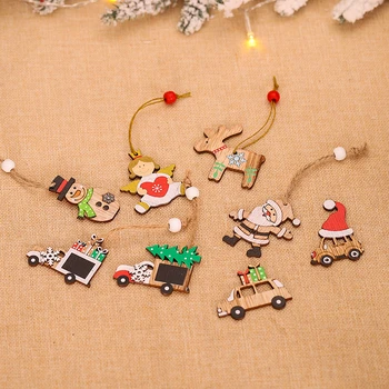 

Wooden Santa Claus Pendants Set Christmas Tree Decoration Hanging Ornaments Crafts Xmas New Year Party Wedding Home Decor 63205