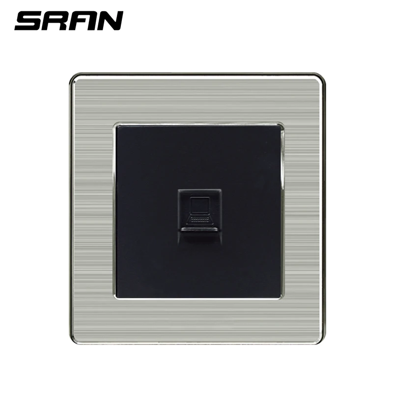 A6 Black SRAN панель из нержавеющей стали компьютерная настенная розетка порт RJ45 Интернет CAT5 Сетевой разъем для передачи данных электрическая розетка дом/офис - Тип: A6 Black