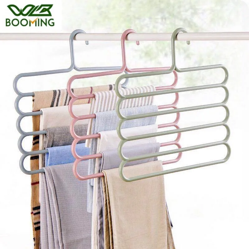 

WBBOOMING Plastic Multilayer Storage Scarf Tie Rack Hanger 5 layers Non-slip MultiFunctional Clothes Hangers Pants Storage Pegs