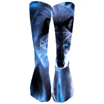 

KYKU Brand Wolf Socks Men Animal Funny Print Anime Stocking Printed Blue Sock 3d Nebula Socks Animal Ladies socks Casual Happy