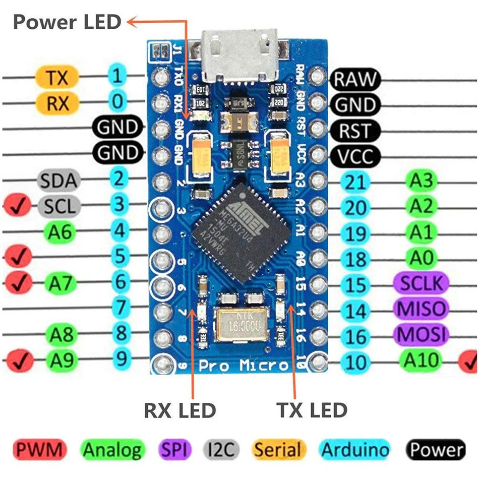 Сменный ATmega32U4 Pro Micro 5 в 16 МГц для Arduino Mini с 2 рядным контактным разъемом Leonardo Usb