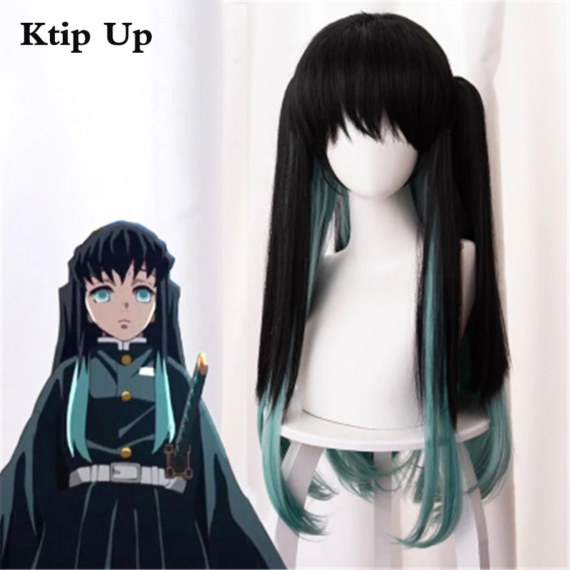 

Anime Demon Slayer Kimetsu no Yaiba Tokitou Muichirou Ponytails Wig Cosplay Costume Heat Resistant Synthetic Long Wigs