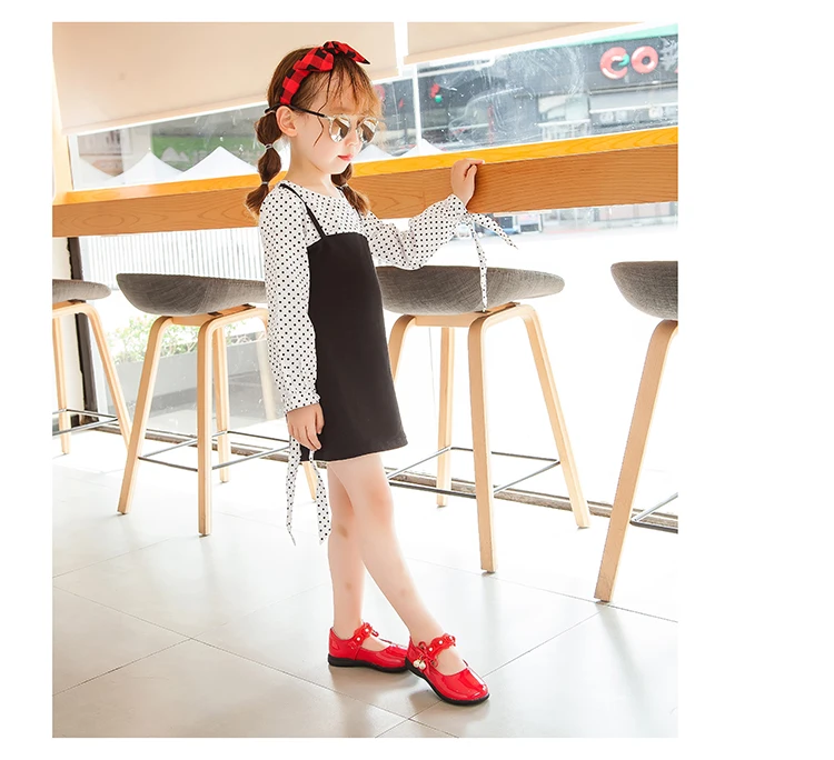 Новая Осенняя обувь из искусственной кожи для девочек; обувь принцессы в Корейском стиле; обувь для маленьких девочек на мягкой подошве; черная обувь для выступлений