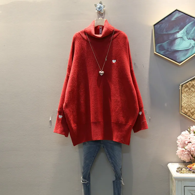 Осень зима узор водолазка воротник длинный рукав Emroidery Pulloveres Streestwear свитер женский F932