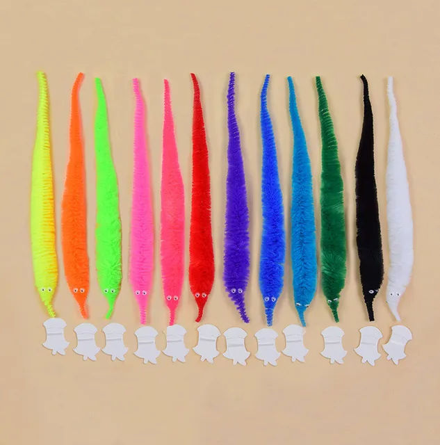 fluffy worm on a string