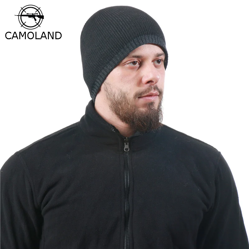 

CAMOLAND Wholesale Men New Winter Plus Velvet Thick Warm Knitted Hats Casual Skullies Beanies Male Comfortable Soft Hedging Caps
