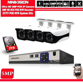 

Face Detection H.265 8CH 5MP PoE Video Surveillance System 4pcs Outdoor 5MP Ultra PoE IP Cameras 8 Channel NVR Security System