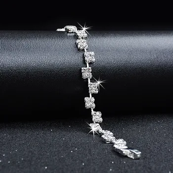 

MOONROCY CZ Bracelets Silver Color Crystal Geometry Party Trendy Simple for Women Gift Jewelry Wholesale Dropshipping